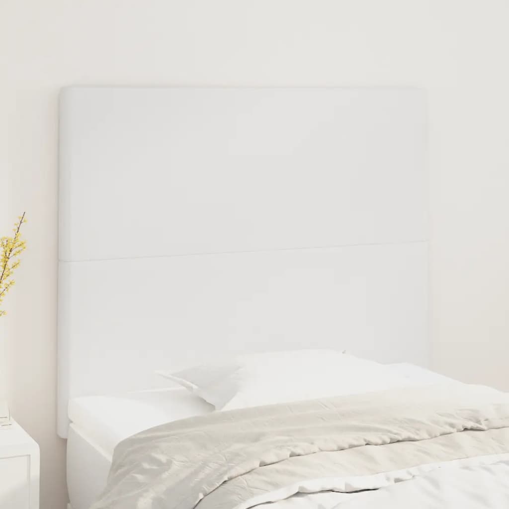 vidaXL Tăblii de pat, 2 buc, alb, 100x5x78/88 cm, piele ecologică