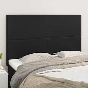 Vzglavje postelje črno 144x5x118/128 cm umetno usnje