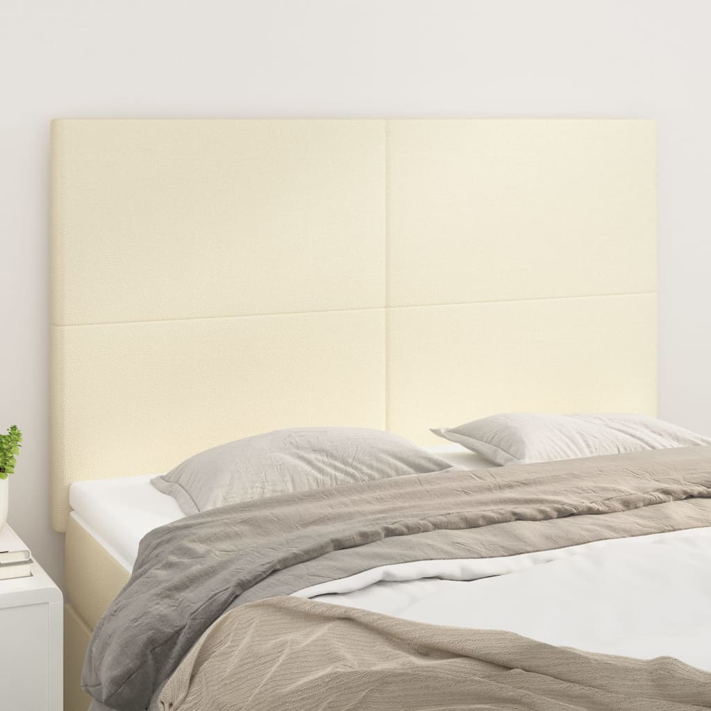 vidaXL Tăblii de pat, 4 buc, crem, 72x5x78/88 cm, piele ecologică