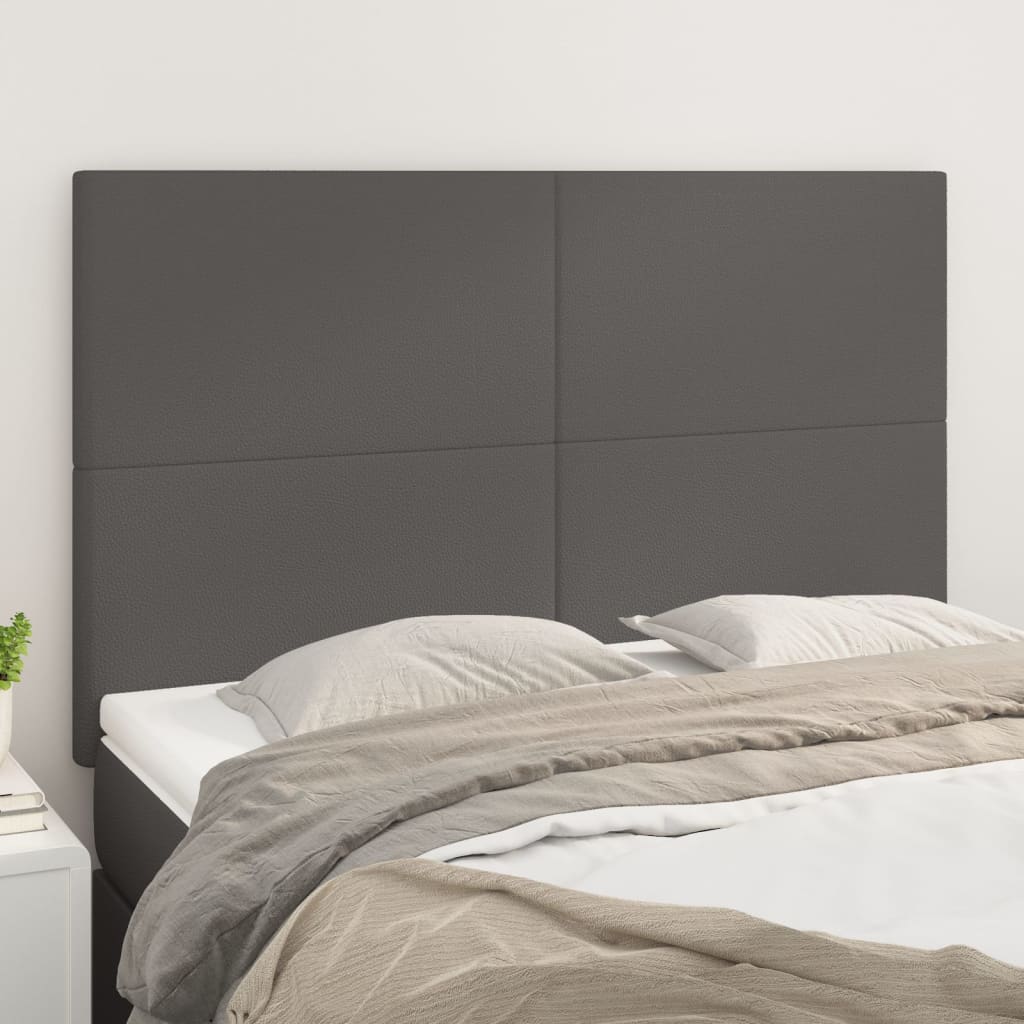 vidaXL Tăblii de pat, 4 buc, gri, 72x5x78/88 cm, piele ecologică