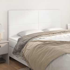 Vzglavje postelje belo 160x5x118/128 cm umetno usnje