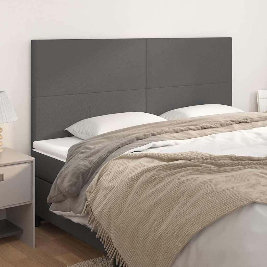 vidaXL Kopfteil Grau 160x5x118/128 cm Kunstleder