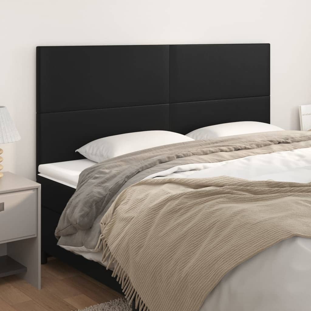 vidaXL Tăblii de pat, 4 buc, negru, 90x5x78/88 cm, piele ecologică