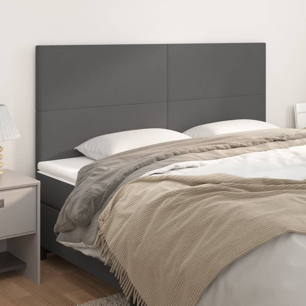 vidaXL Kopfteile 4 Stk. Grau 100x5x78/88 cm Kunstleder