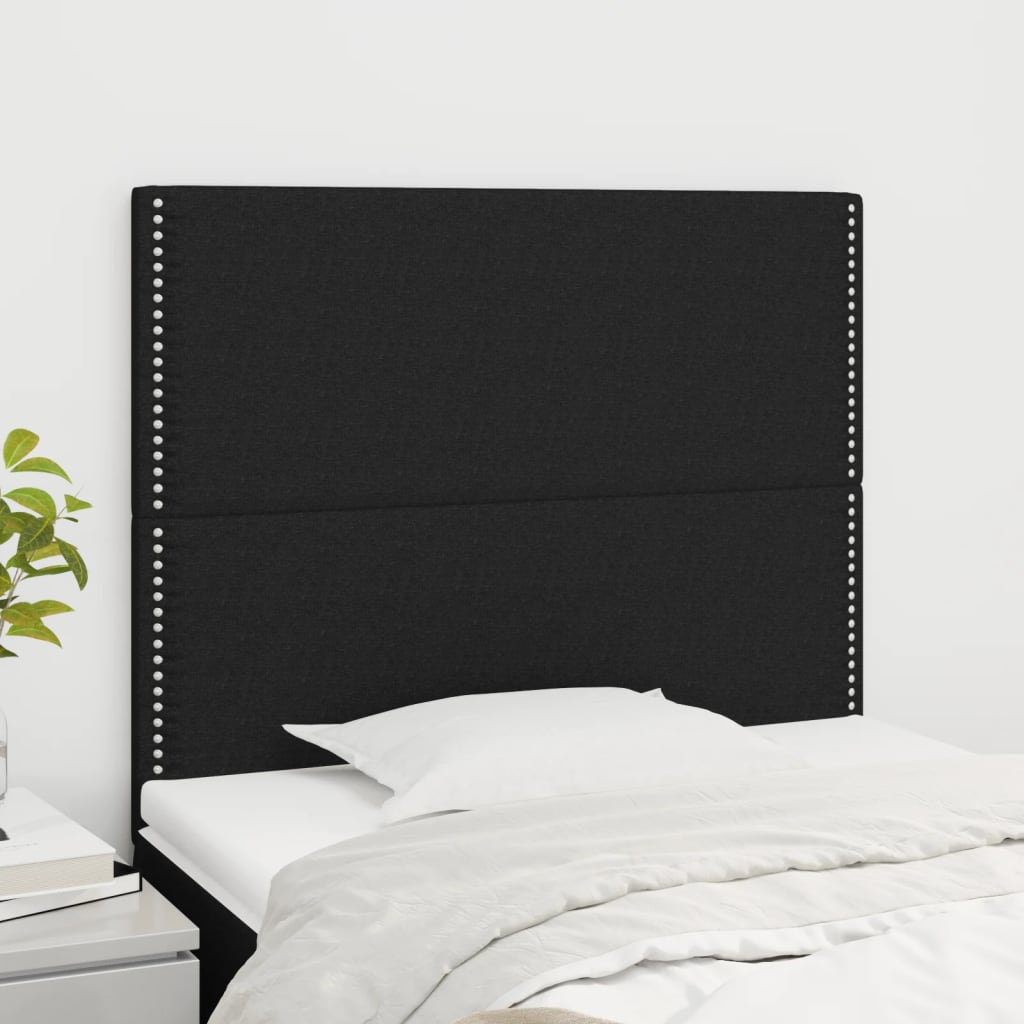 vidaXL Tăblii de pat, 2 buc, negru, 80x5x78/88 cm, textil