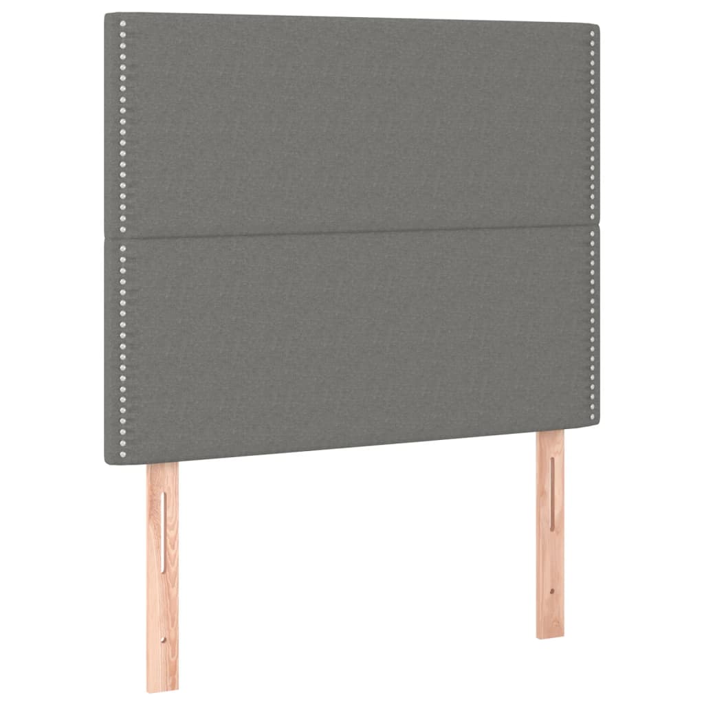 vidaXL Čelo postele 2 ks tmavě šed 90x5x78/88 cm textil