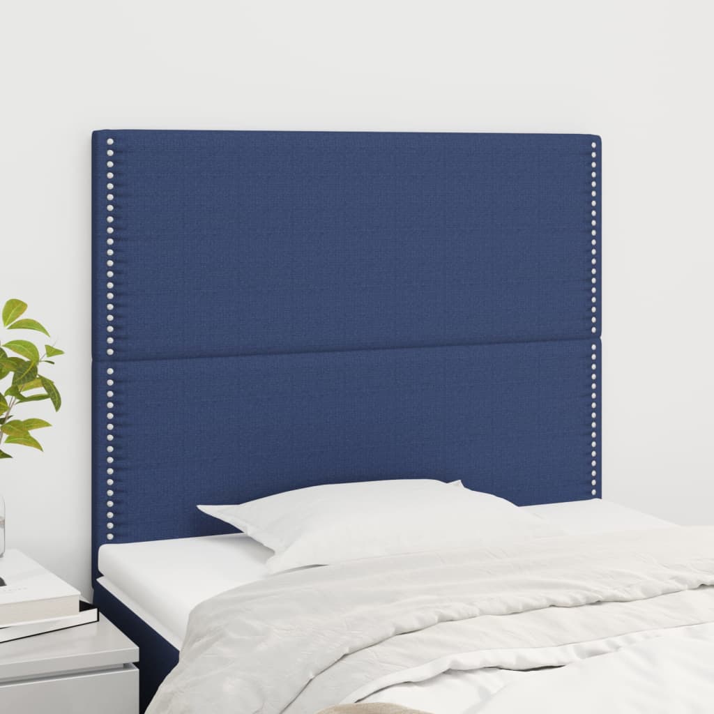 vidaXL Tăblii de pat, 2 buc, albastru, 100x5x78/88 cm, textil vidaXL imagine 2022