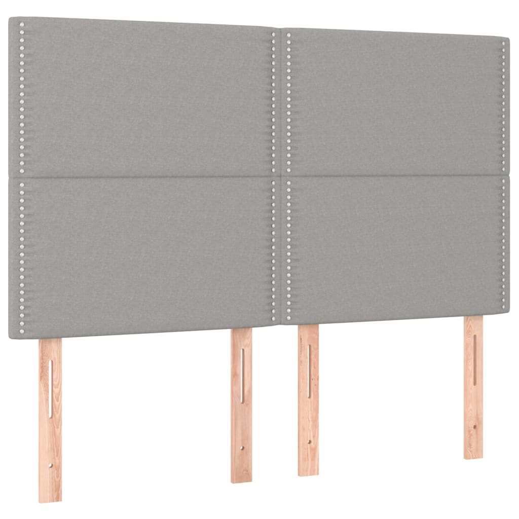 vidaXL Čela postele 4 ks světle šedá 72 x 5 x 78/88 cm textil