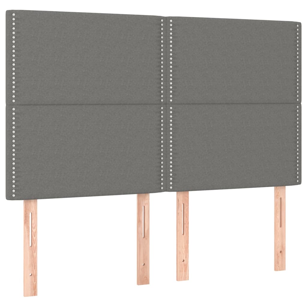 vidaXL Čela postele 4 ks tmavě šedá 72 x 5 x 78/88 cm textil