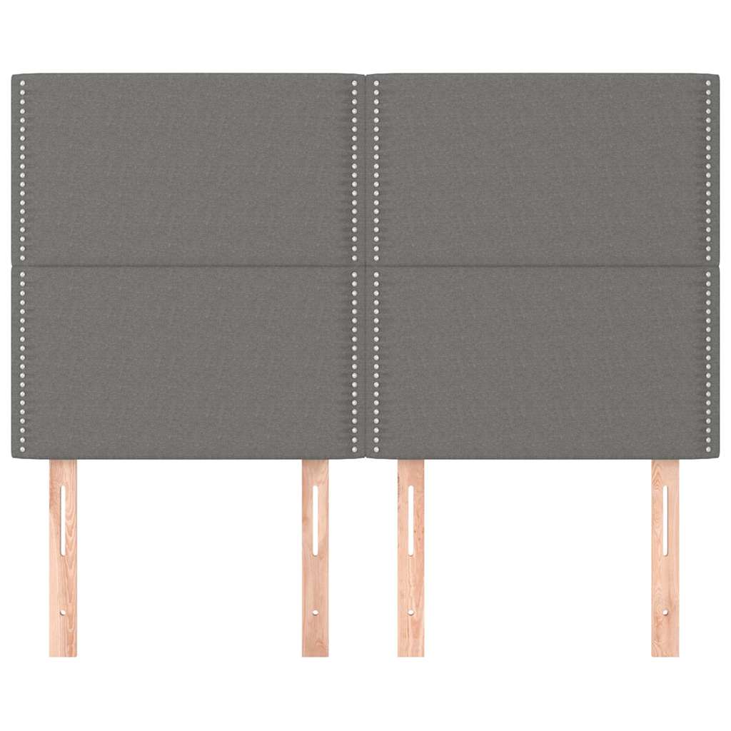 vidaXL Hoofdbord donkergrijs 144x5x118/128 cm Stof grijs, foto 2
