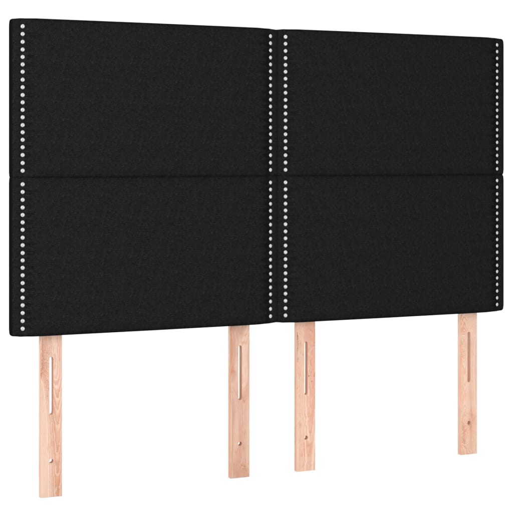 vidaXL Čela postele 4 ks černá 72 x 5 x 78/88 cm textil