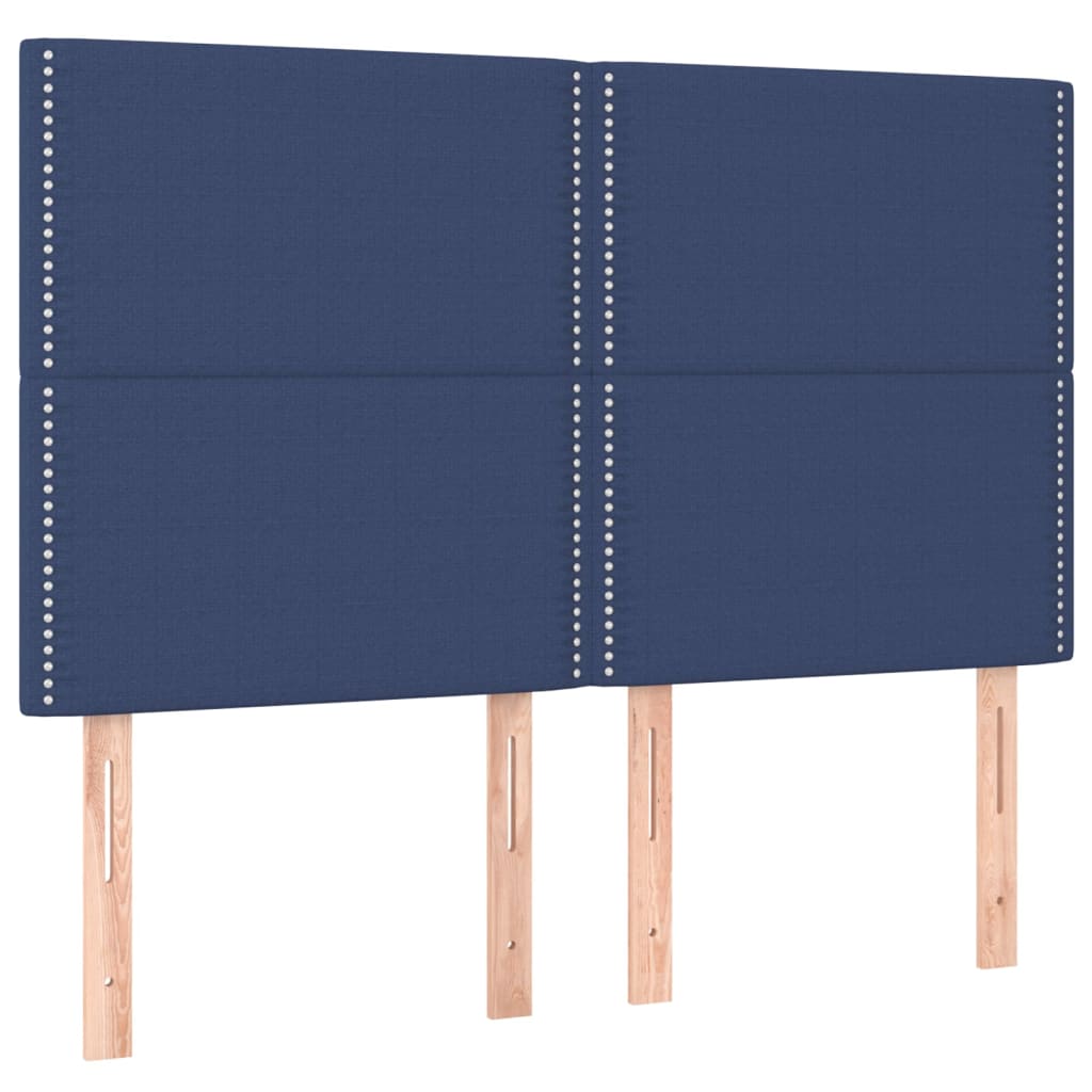 vidaXL Čela postele 4 ks modrá 72 x 5 x 78/88 cm textil