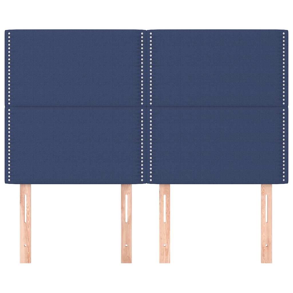 vidaXL Hoofdbord blauw 144x5x118/128 cm stof, foto 2