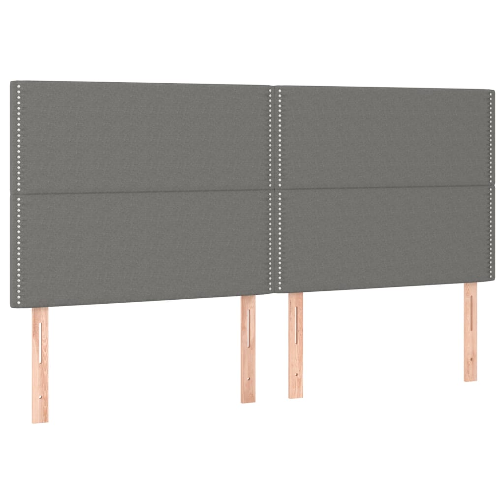 vidaXL Čelo postele 4 ks tmavě šedé 80 x 5 x 78/88 cm textil