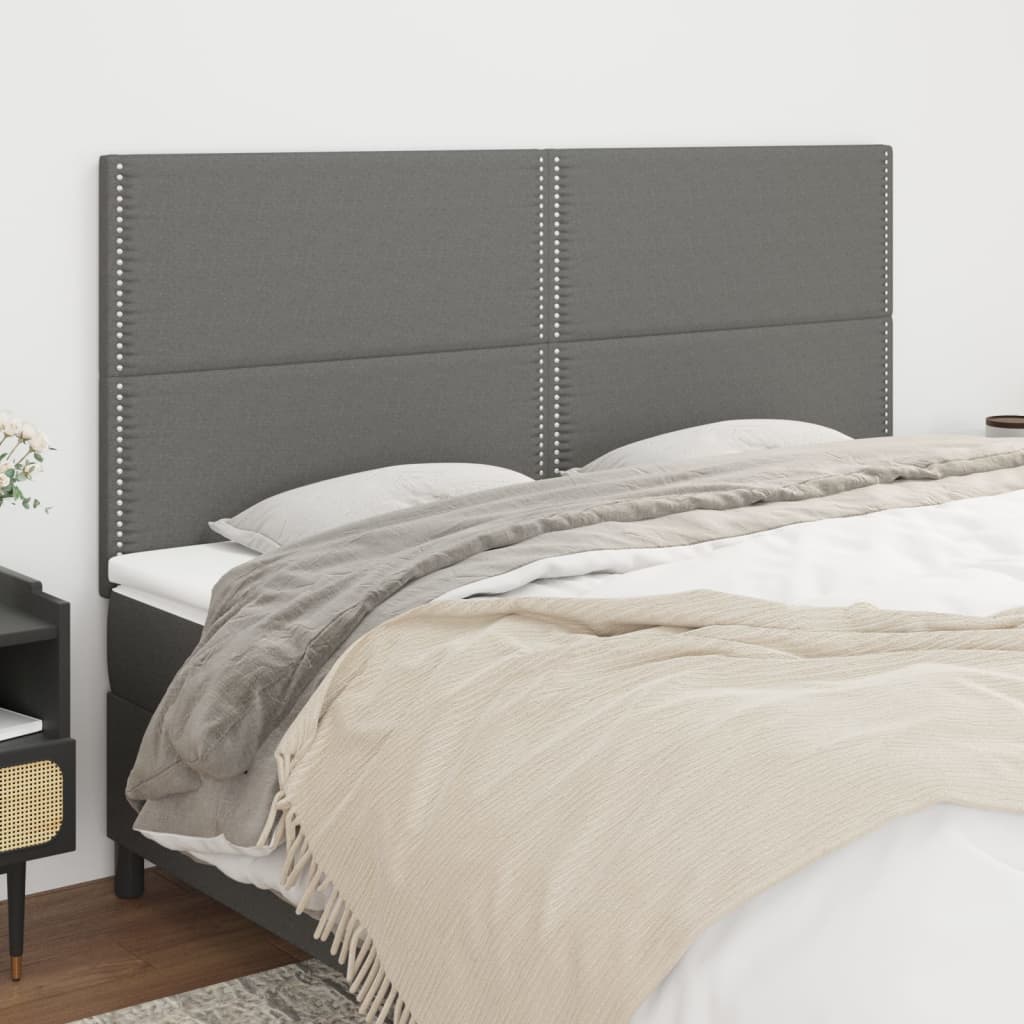 vidaXL Tăblii de pat, 4 buc, gri închis, 80x5x78/88 cm, textil