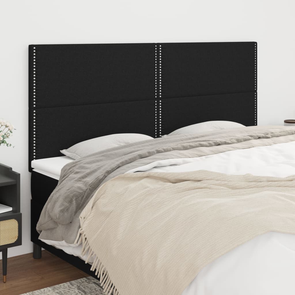 vida XL Kopfteile 4 Stk. Schwarz 80x 5x 78/88 cm Stoff