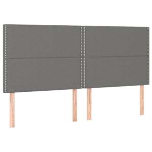 Čelo postele tmavě šedé 200 x 5 x 118/128 cm látkové - obrázek 2
