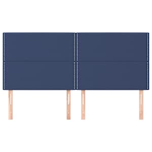 Čelo postele modré 200x5x118/128 cm látkové - obrázek 3