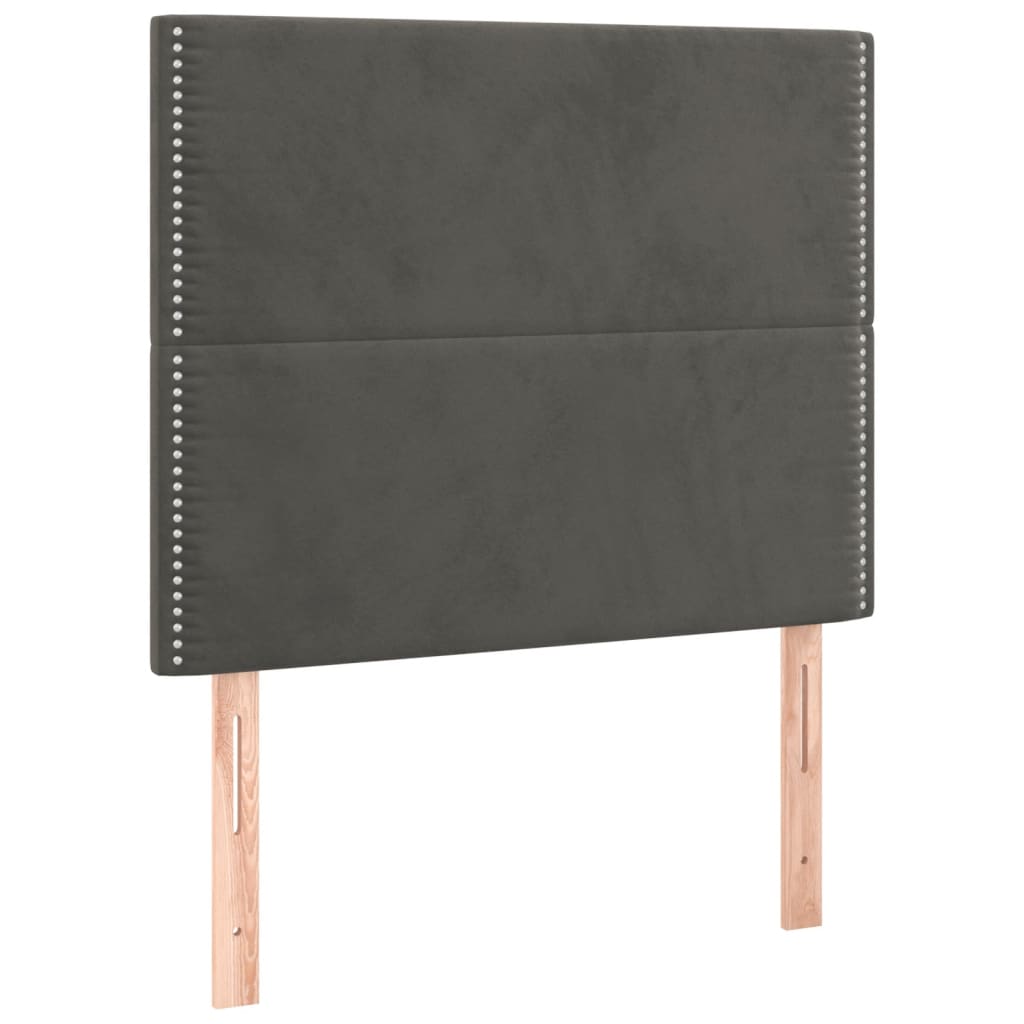 vidaXL Čelo postele 2 ks tmavě šedé 80 x 5 x 78/88 cm samet