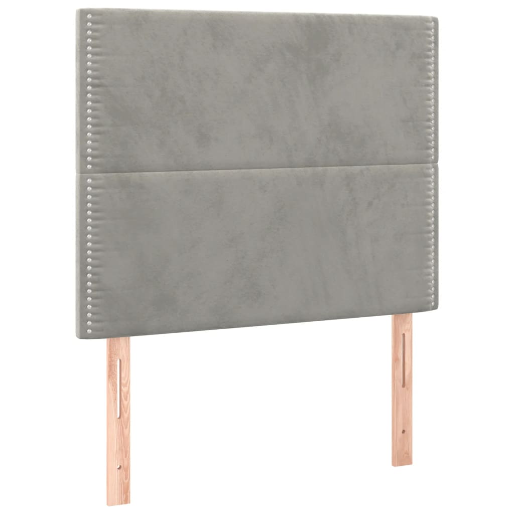 vidaXL Čelo postele 2 ks světle šedé 90x5x78/88 cm samet