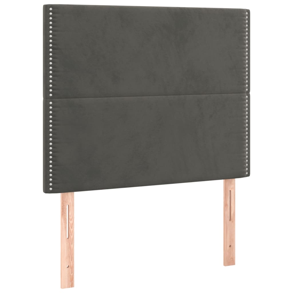 vidaXL Čelo postele 2 ks tmavě šed 90x5x78/88 cm samet