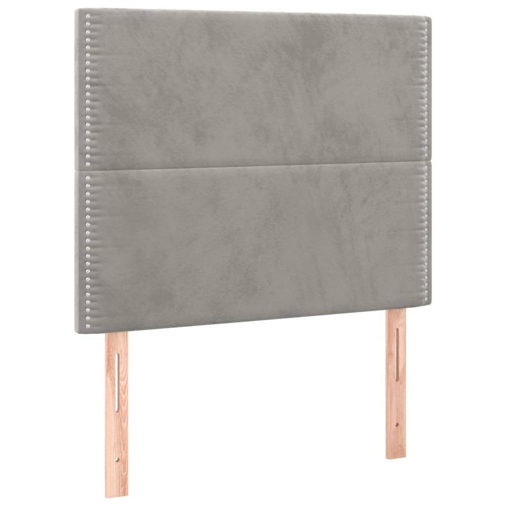vidaXL Čelo postele 2 ks světle šedé 100 x 5 x 78/88 cm samet