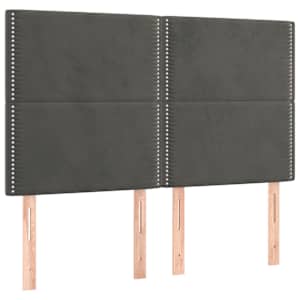Čelo postele tmavě šedé 144x5x118/128 cm sametové - obrázek 2