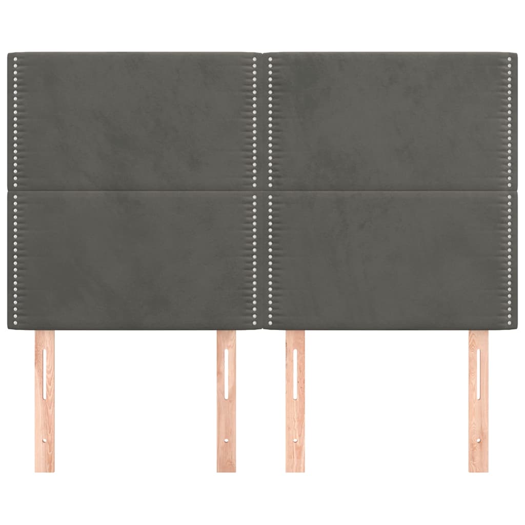 vidaXL Hoofdbord donkergrijs 144x5x118/128 cm Fluweel grijs, foto 2