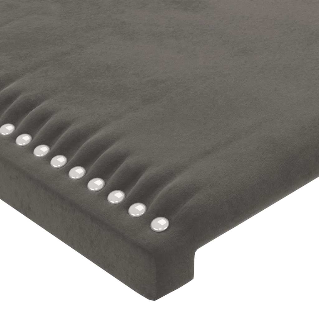 vidaXL Hoofdbord donkergrijs 144x5x118/128 cm Fluweel grijs, foto 4