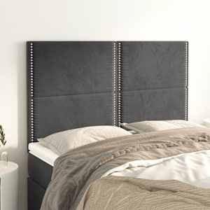 Čelo postele tmavě šedé 144x5x118/128 cm sametové - obrázek 1