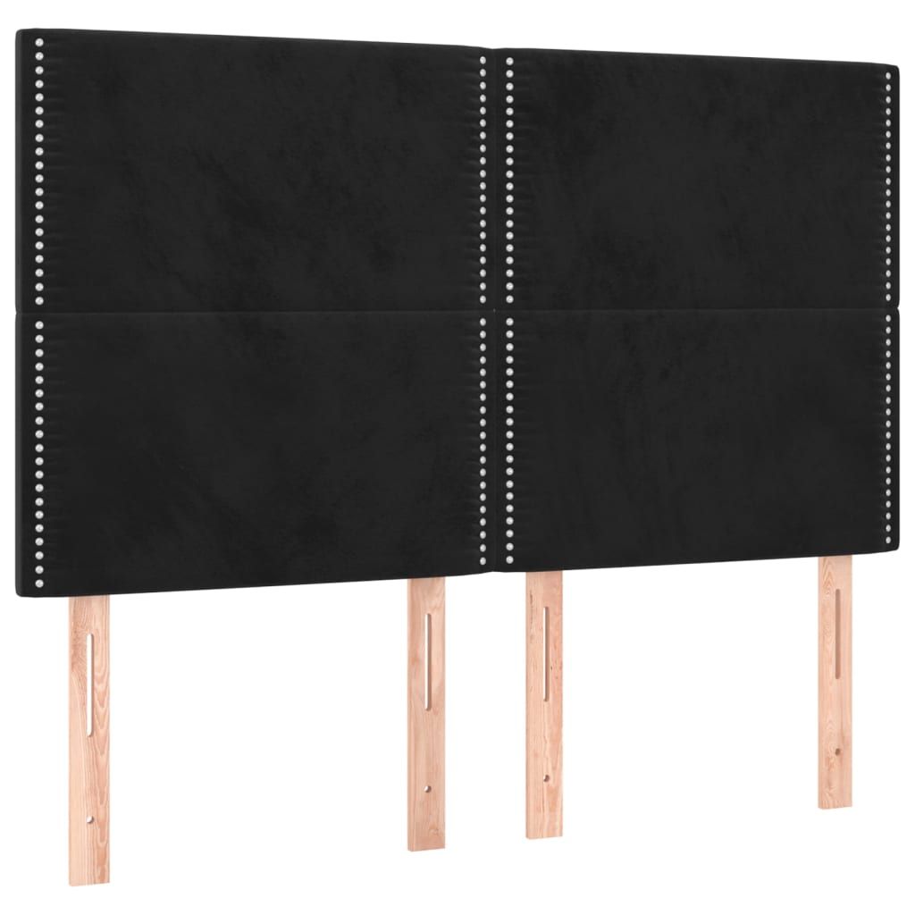 vidaXL Čela postele 4 ks černá 72 x 5 x 78/88 cm samet