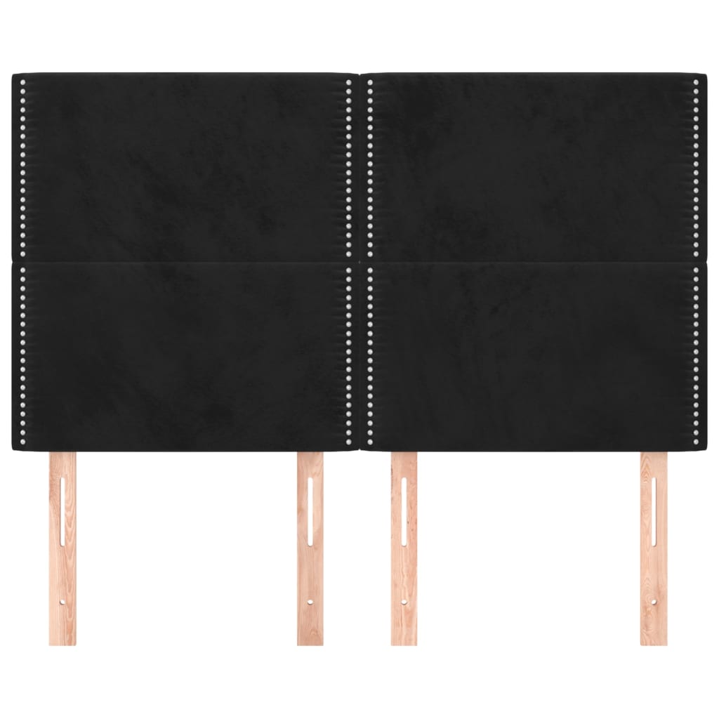 vidaXL Hoofdborden 4 st 72x5x78/88 cm fluweel zwart afbeelding