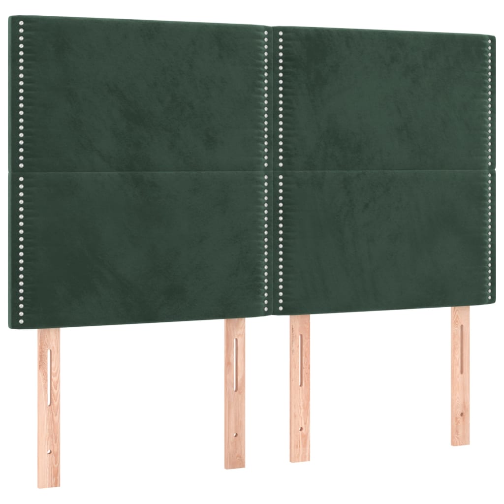 vidaXL Čela postele 4 ks tmavě zelená 72 x 5 x 78/88 cm samet
