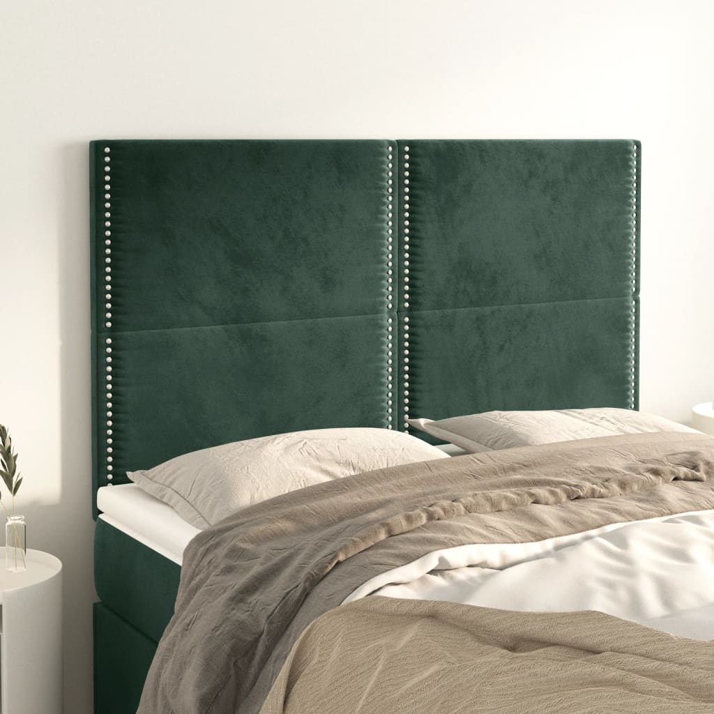 vidaXL Tăblii de pat, 4 buc, verde închis, 72x5x78/88 cm, catifea