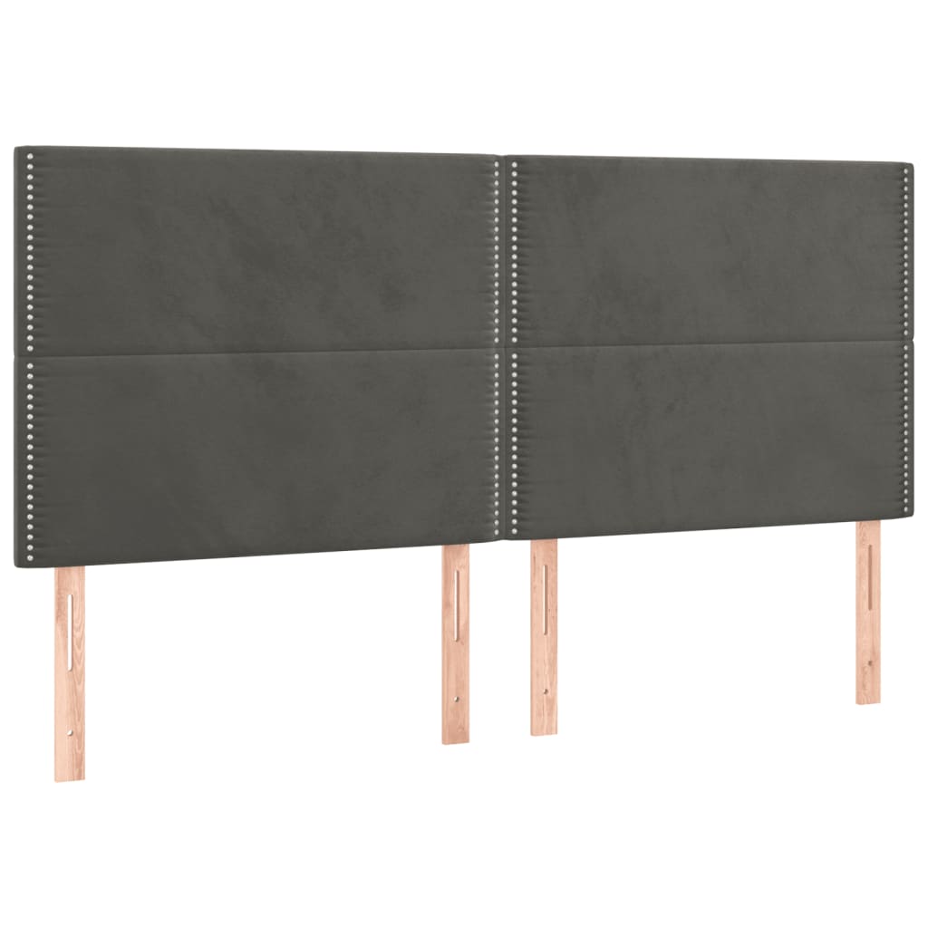 vidaXL Čelo postele 4 ks tmavě šedé 80 x 5 x 78/88 cm samet
