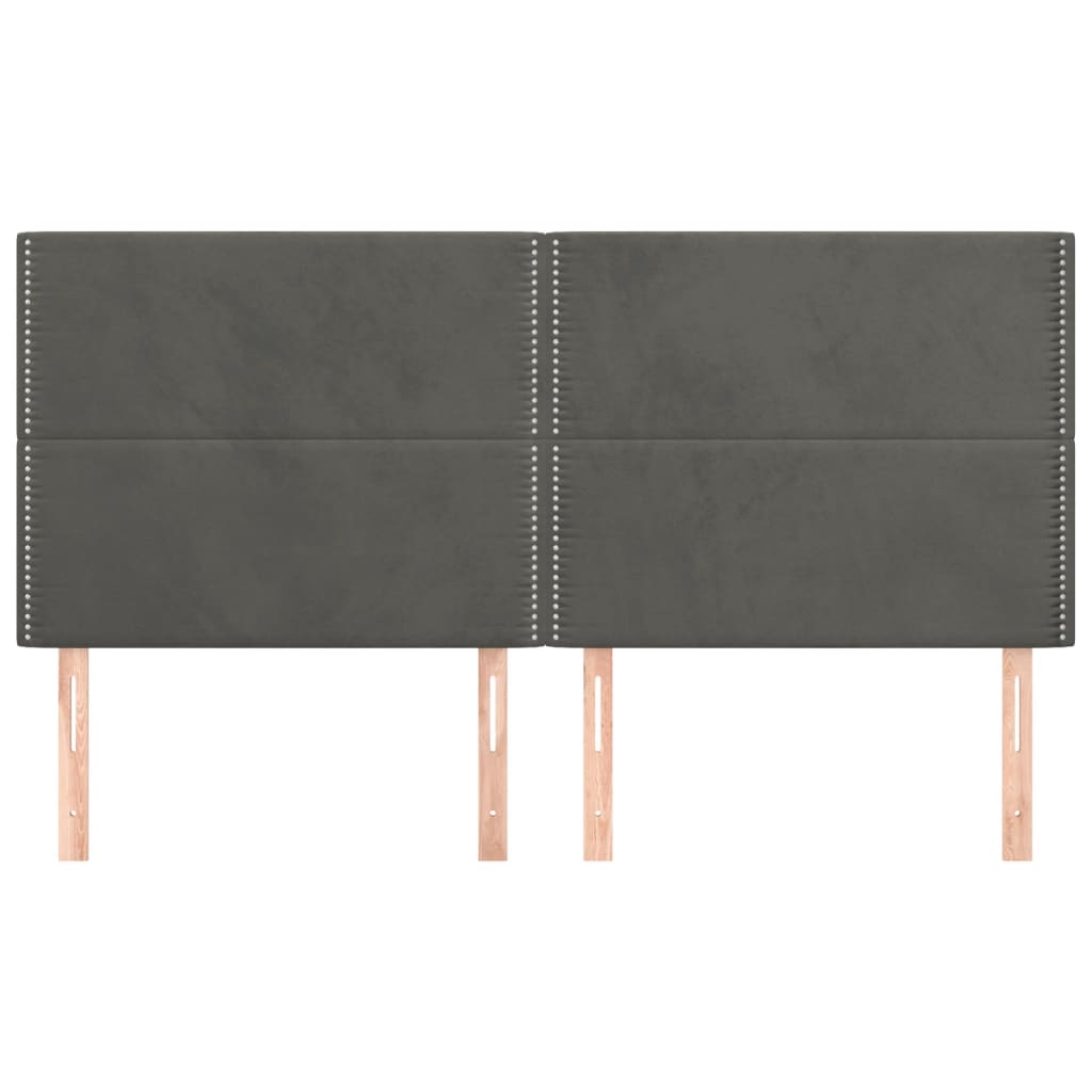 vidaXL Hoofdborden 4 st 80x5x78/88 cm fluweel donkergrijs afbeelding