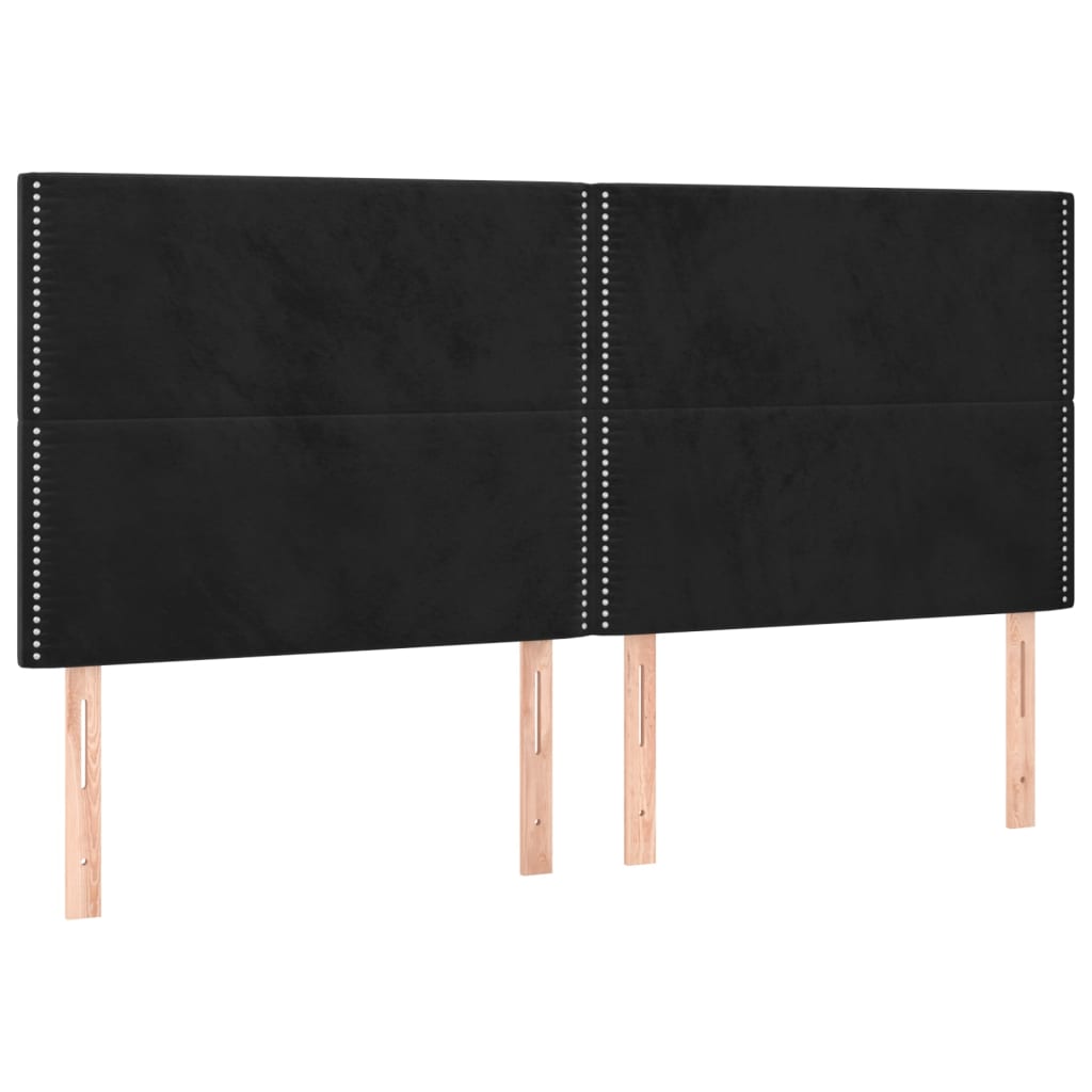 vidaXL Čelo postele 4 ks černé 80 x 5 x 78/88 cm samet