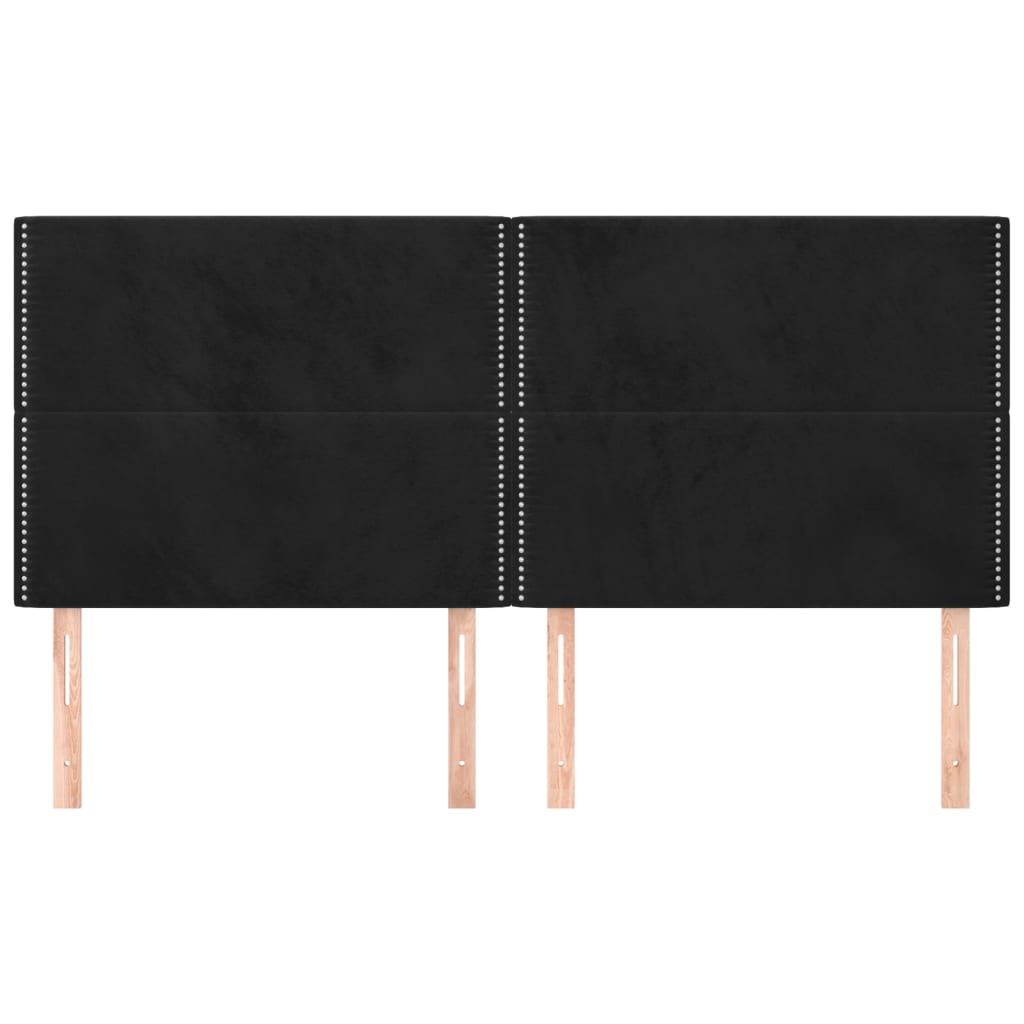vidaXL Hoofdborden 4 st 80x5x78/88 cm fluweel zwart afbeelding