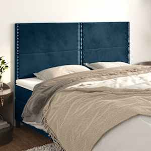 Čelo postele tmavě modré 160x5x118/128 cm sametové - obrázek 1
