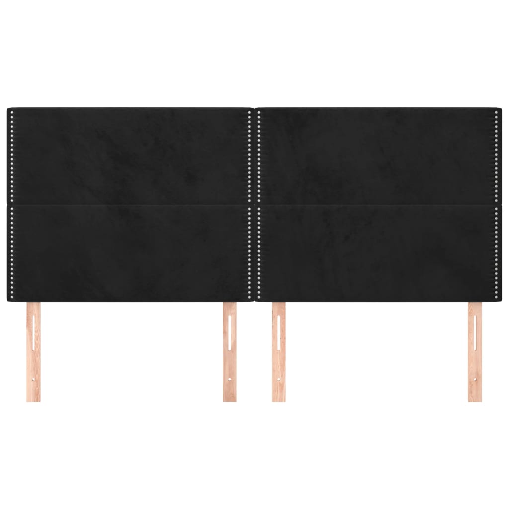 vidaXL Hoofdborden 4 st 90x5x78/88 cm fluweel zwart afbeelding