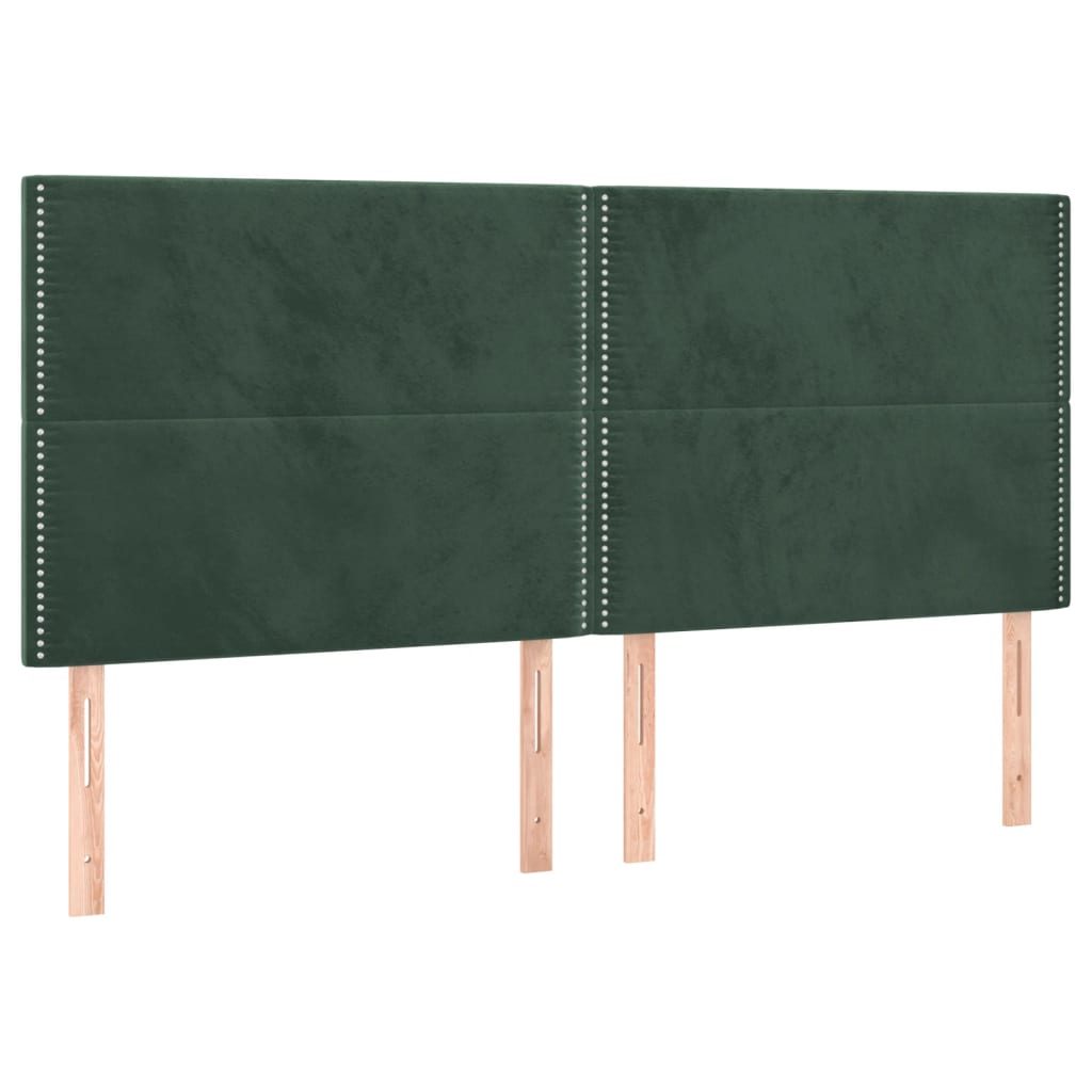 vidaXL Čelo postele 4 ks tmavě zelené 90x5x78/88 cm samet