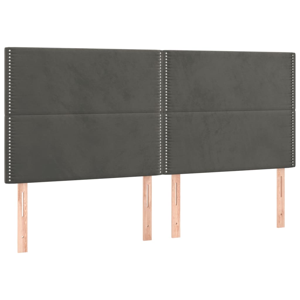 vidaXL Čelo postele tmavě šedé 200x5x118/128 cm sametové