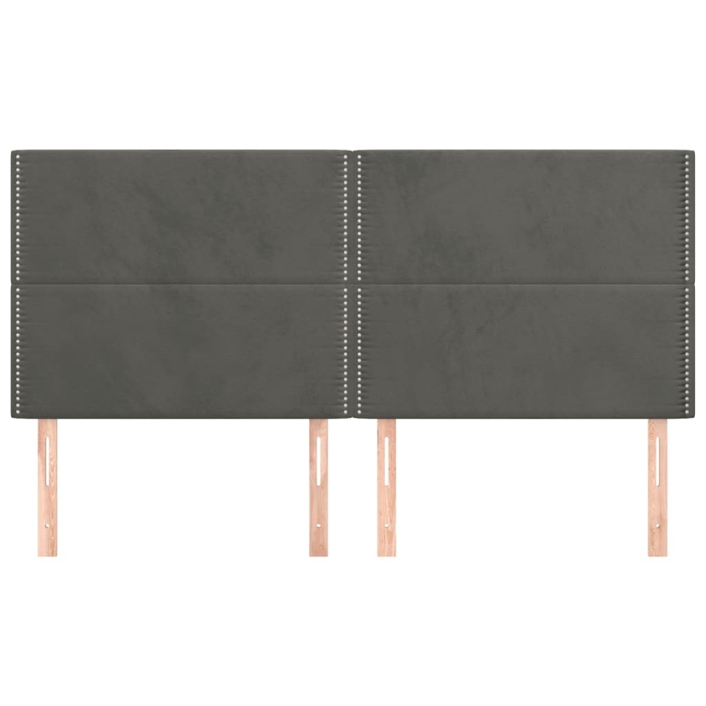 vidaXL Hoofdborden 4 st 100x5x78/88 cm fluweel donkergrijs afbeelding