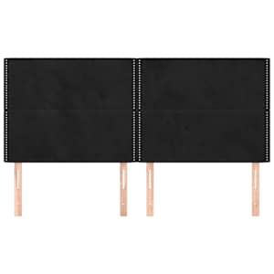 Čelo postele černé 200x5x118/128 cm sametové - obrázek 3