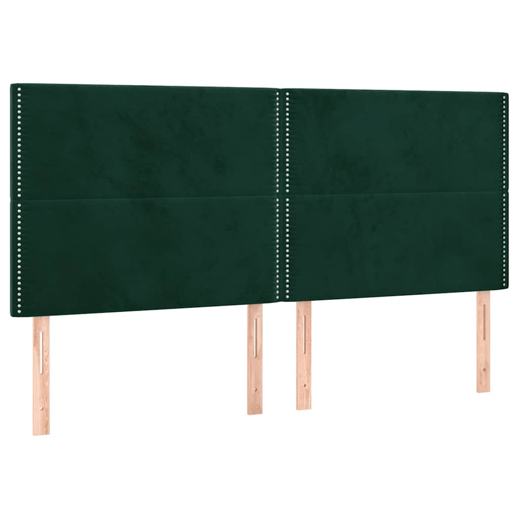 vidaXL Tăblie de pat verde închis 200x5x118/128 cm catifea
