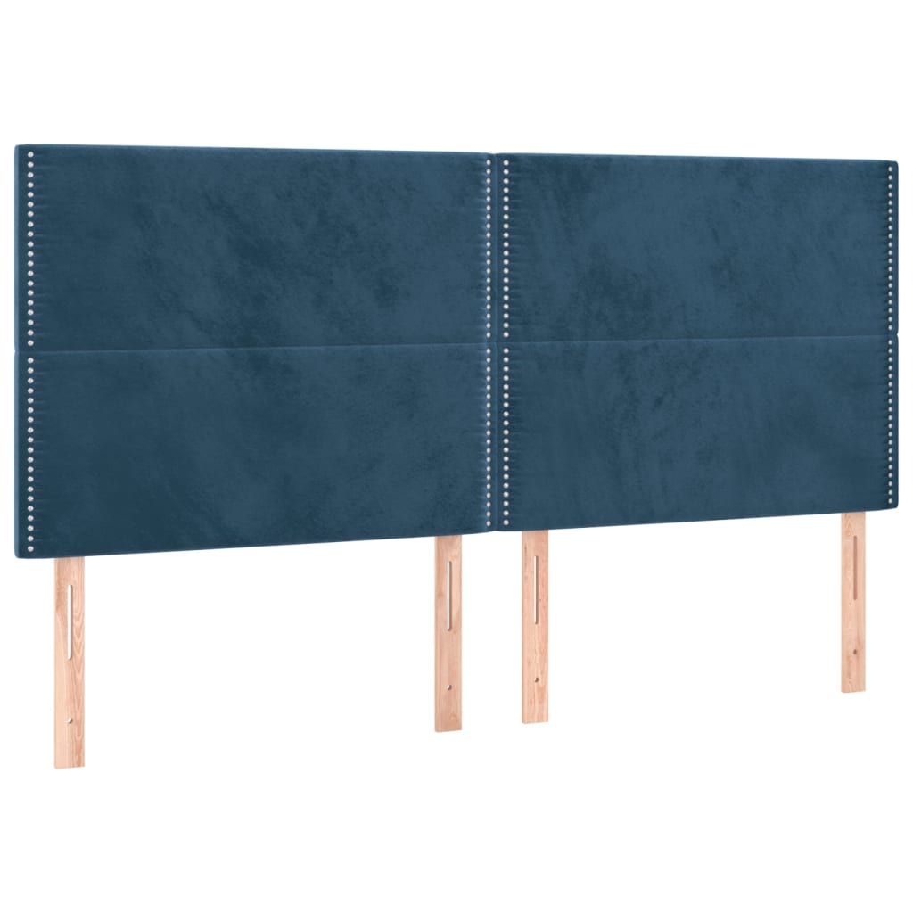 vidaXL Čelo postele 4 ks tmavě modré 100x5x78/88 cm samet