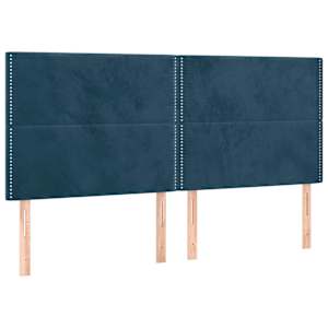Čelo postele tmavě modré 200x5x118/128 cm sametové - obrázek 2