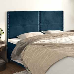 Čelo postele tmavě modré 200x5x118/128 cm sametové - obrázek 1