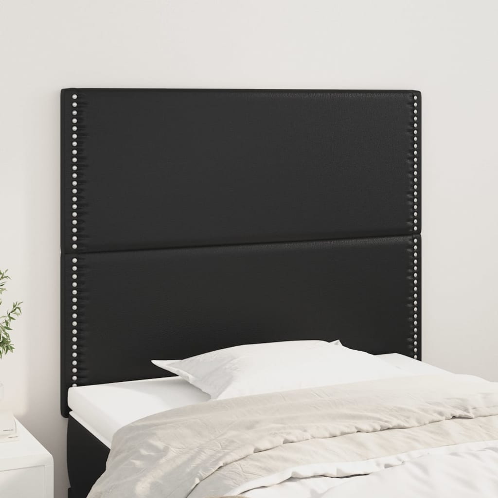 vidaXL Tăblii de pat, 2 buc, negru, 80x5x78/88 cm, piele ecologică