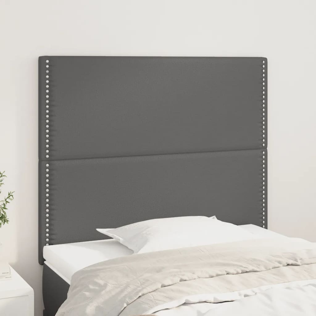 vidaXL Tăblii de pat, 2 buc, gri, 90x5x78/88 cm, piele ecologică